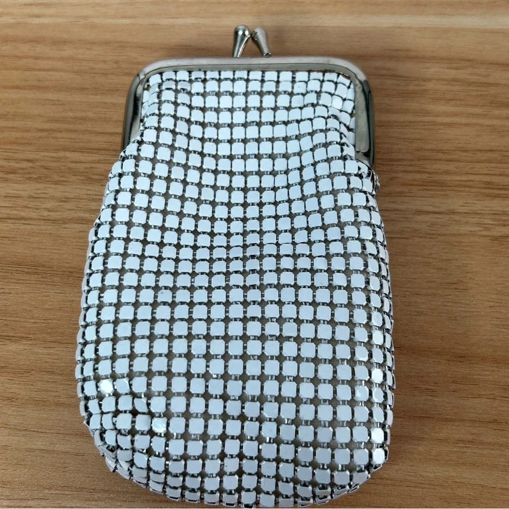 Cigarette Case or Eyeglass Case White Metal Mesh Props Retro